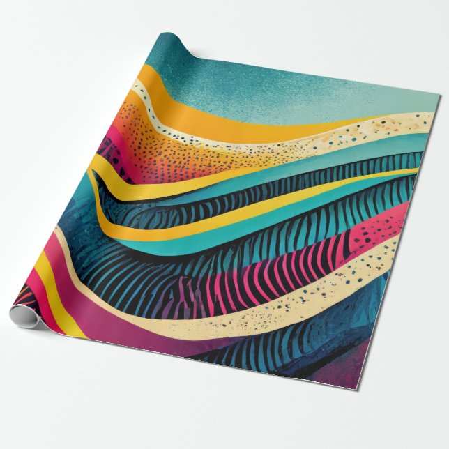 Papier Cadeau Textures courbes aux couleurs vives (Déroulé)