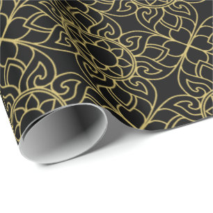 Papier Cadeau Thaïlande Motif Gold Noir