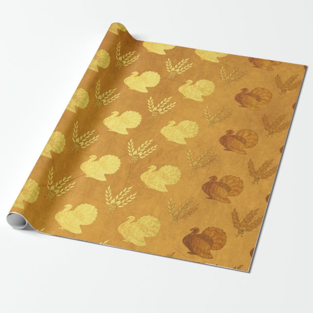 Papier Cadeau Thankesgiving Gold Foil (Déroulé)