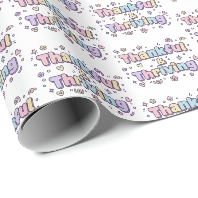Papier Cadeau Thankful & Thriving Wrapping Paper (Coin rond)