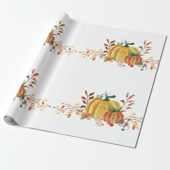 Papier Cadeau Thanksgiving automne design citrouille (Déroulé)