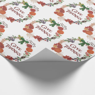Papier Cadeau Thanksgiving Personnalisé Merci Fall Wreath