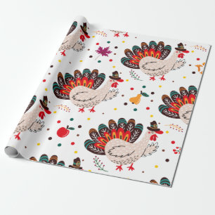 Papier Cadeau Thanksgiving Turquie Automne Feuilles Motif