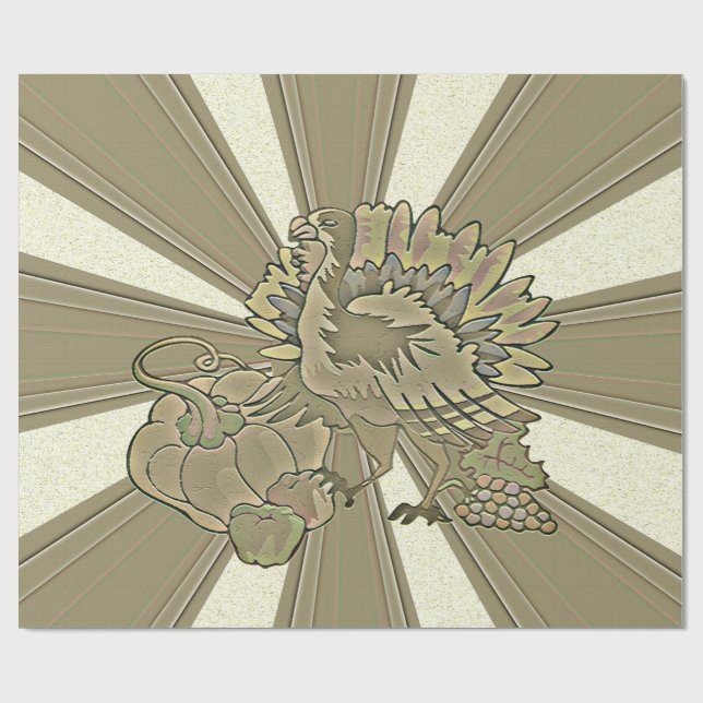Papier Cadeau Thanksgiving Turquie sculpté - (Plat)