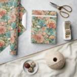 Papier Cadeau Thé à la mode rétro<br><div class="desc">Cette impression artistique rassemble la beauté des pivoines, des roses et d'autres fleurs exquises, sur un fond sarcelle clair texturé avec des motifs délicats. Les détails complexes et les couleurs harmonieuses évoquent un sentiment de nostalgie romantique, ce qui la rend parfaite pour ceux qui aiment la décoration vintage, l'art botanique...</div>