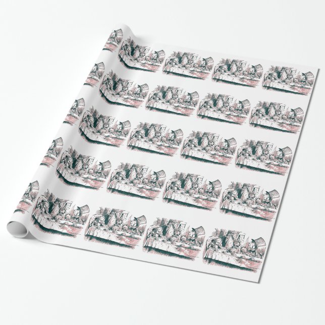 Papier Cadeau Thé fou de teinte rose (Déroulé)