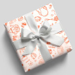 Papier Cadeau Thé Whimsical Style Doodle<br><div class="desc">Papier d'emballage Whimsical style doodle,  avec gâteaux,  tasses et théières</div>