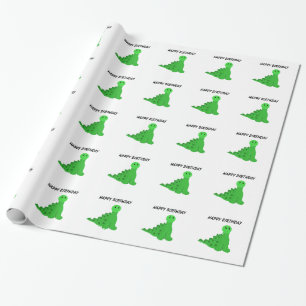 Papier Cadeau Thème d'anniversaire Dinosaures Verts