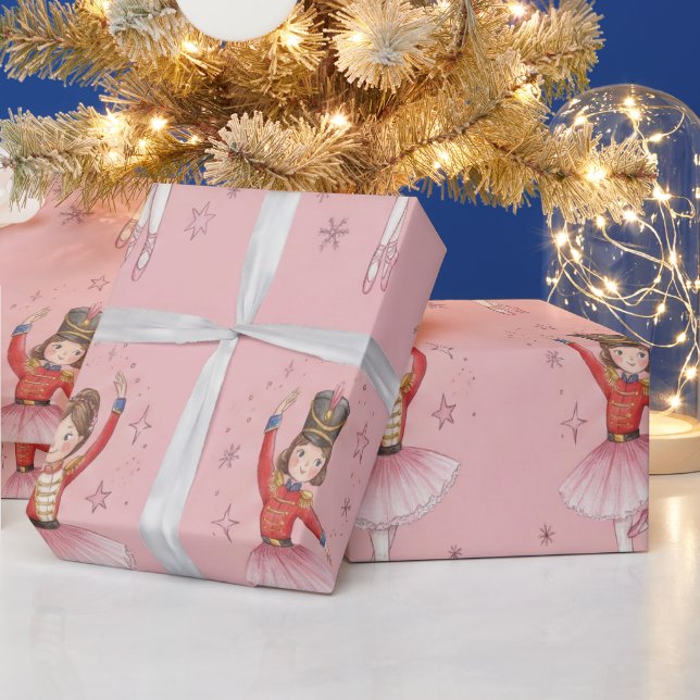 Papier Cadeau Thème de ballet Casse-Noisette rose pour filles (Vacances)