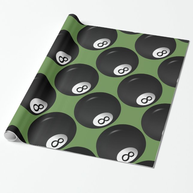Papier Cadeau Thème de billard Eight Ball (Déroulé)