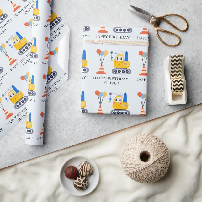 Papier Cadeau Thème de construction mignon pour l'anniversaire d (Artisanat)