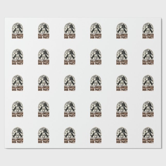Papier Cadeau Thème de fête pour chien Halloween Chaudron de sor (Plat)