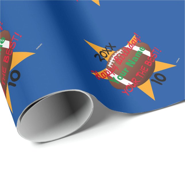 Papier Cadeau Thème de football Personnalisé Anniversaire Cadeau (Coin rond)