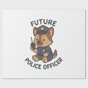 Papier Cadeau Thème de futur policier de chien mignon