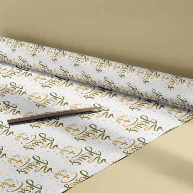 Papier Cadeau Thème de la religion chrétienne Jésus Typographie  (Créateur téléchargé)