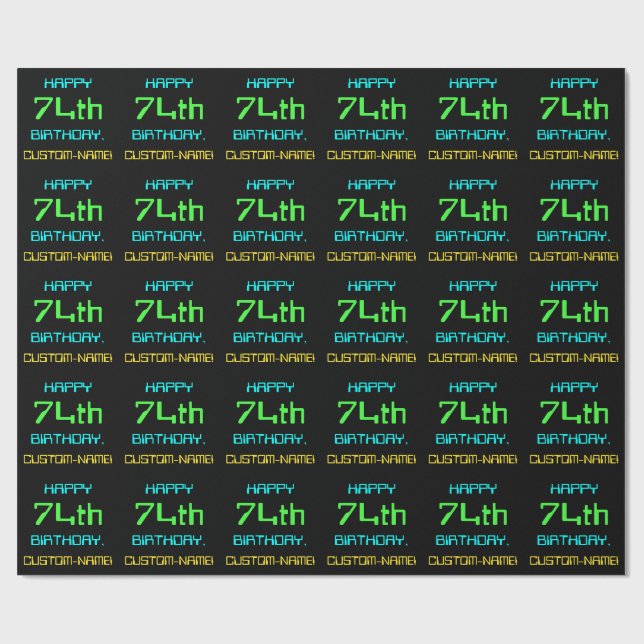 Papier Cadeau Thème de l'informatique numérique amusante 74ème a (Plat)