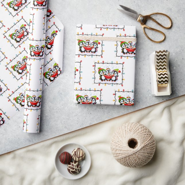 Papier Cadeau Thème de Noël "Cute Pingouin" (Artisanat)