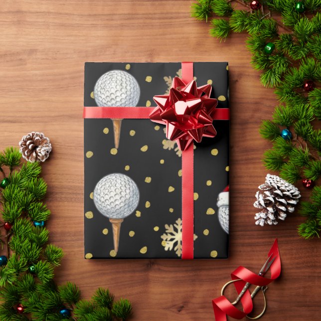 Papier Cadeau Thème de Noël de golf  (Cadeau de vacances)