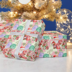 Papier Cadeau Thème de Noël de Pickleball