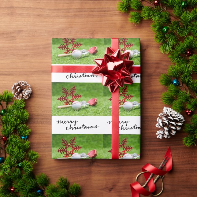 Papier Cadeau Thème de Noël du baseball (Cadeau de vacances)