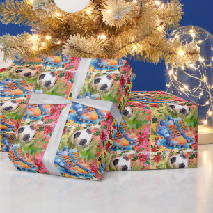 Papier Cadeau Thème de Noël du football