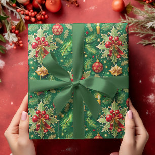 Papier Cadeau Thème de Noël Festif Colorful Motif