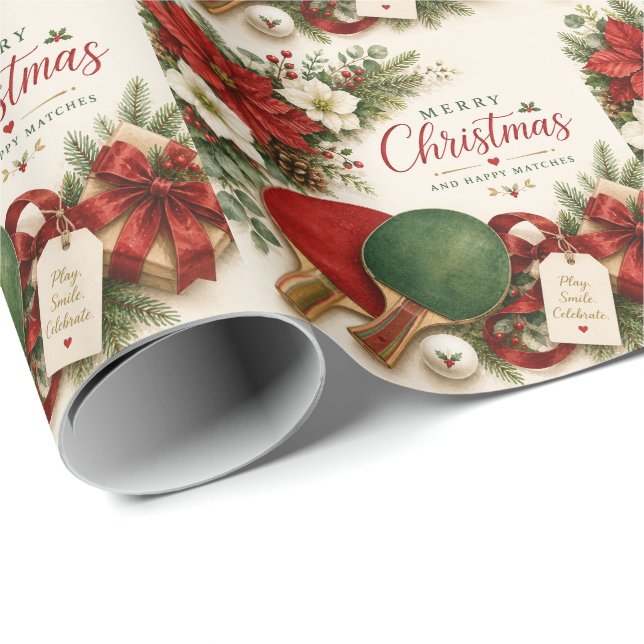 Papier Cadeau Thème de Noël ping pong  (Coin rond)