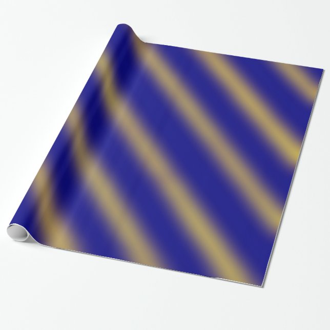 Papier Cadeau Thème de Noël Wavy Motif Gold & Blue (Déroulé)