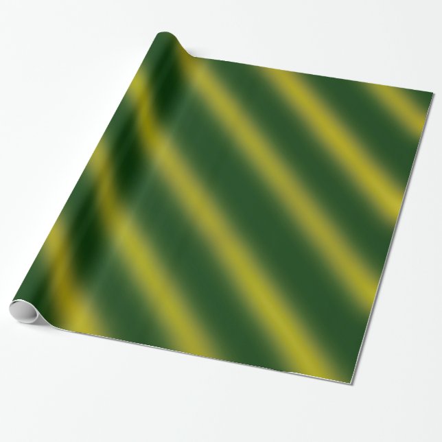 Papier Cadeau Thème de Noël Wavy Motif Gold & Green (Déroulé)