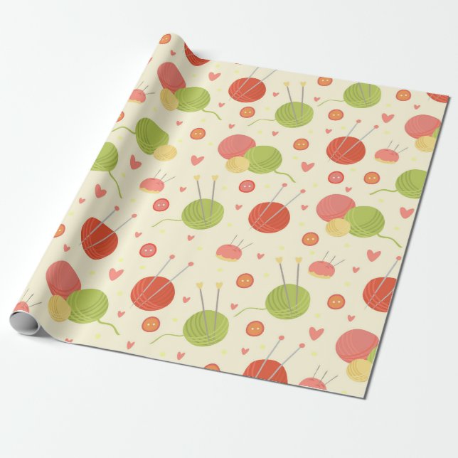Papier Cadeau Thème de tricot (Déroulé)