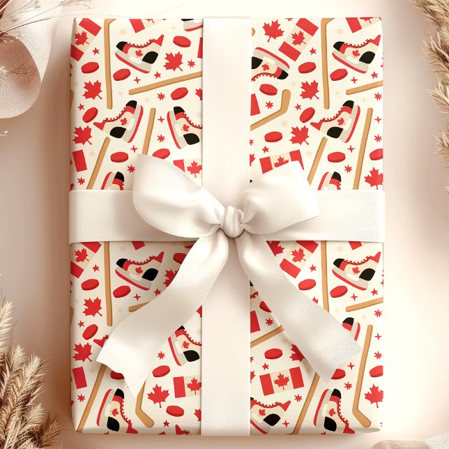 Papier Cadeau Thème du hockey au Canada (Créateur téléchargé)