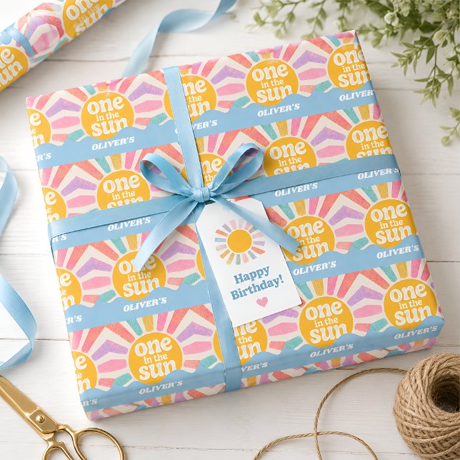 Papier cadeau thème été pour premier anniversaire (Créateur téléchargé)
