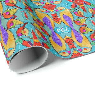 Papier Cadeau Thème Inséparable Peint mosaïque Carreaux personna