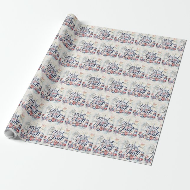 Papier Cadeau Thème nautique Obtenons Nauti (Déroulé)