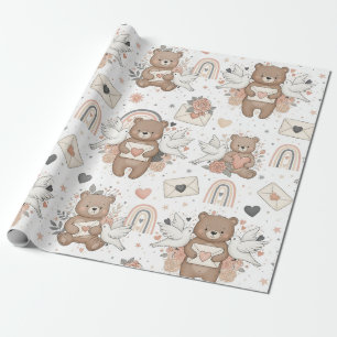 Papier Cadeau Thème neutre d'ours en peluche pour Baby Shower