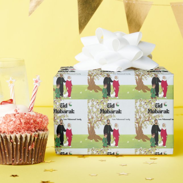 Papier Cadeau Thème personnalisé de l'Aïd Moubarak Libérez la Pa (Fête d'anniversaire)