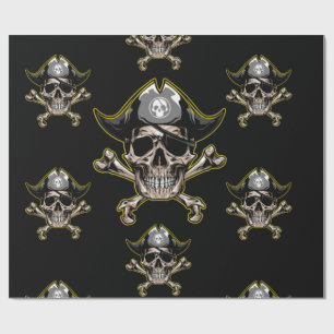 Papier Cadeau Thème pirate Fête Adulte Skull Bones