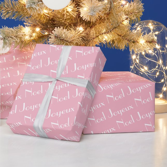 Papier Cadeau Thème Rose Paris Noël Français Joyeux Noel (Vacances)