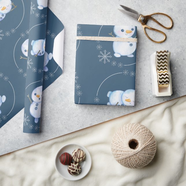Papier Cadeau Thème "Snowman" 3 mignon Snowman (Artisanat)