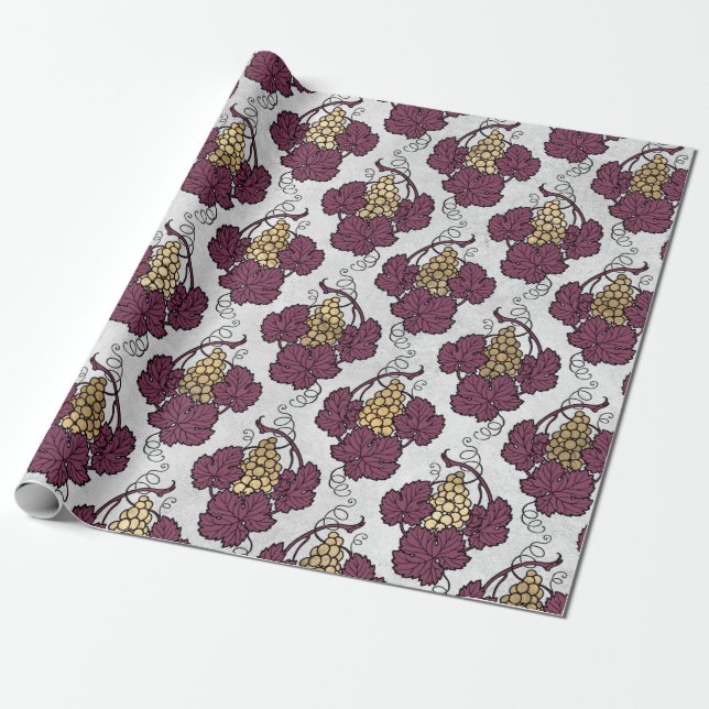 Papier Cadeau Thème vin Bourgogne et or (Déroulé)