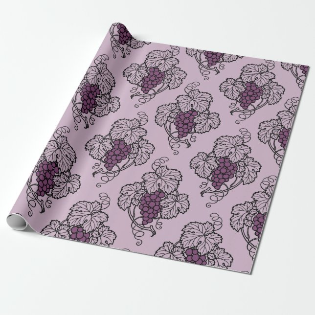 Papier Cadeau Thème vin pourpre et prune (Déroulé)