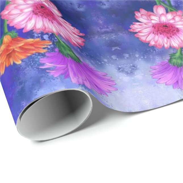 Papier Cadeau Three Color Gerberas Wrapping (Coin rond)