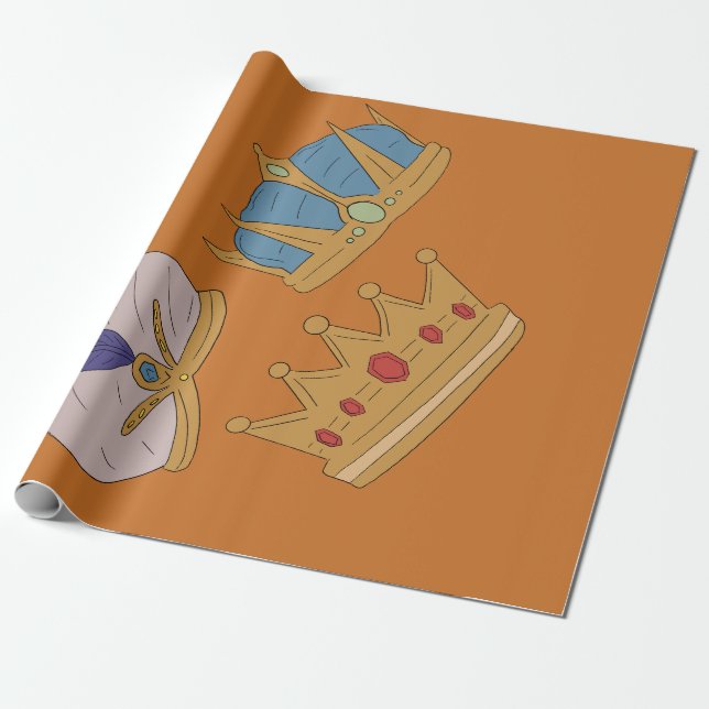PAPIER CADEAU THREE KING CROWN WRAPPING PAPER  (Déroulé)