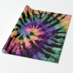 Papier Cadeau Tie dye pattern. Hand drawn rainbow shibori. Ink t
