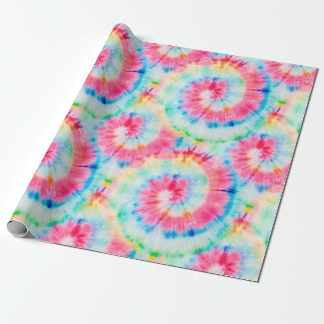 Papier Cadeau Tie Dye Spiral. Belle Aquarelle Dirty Art. Sw (Déroulé)