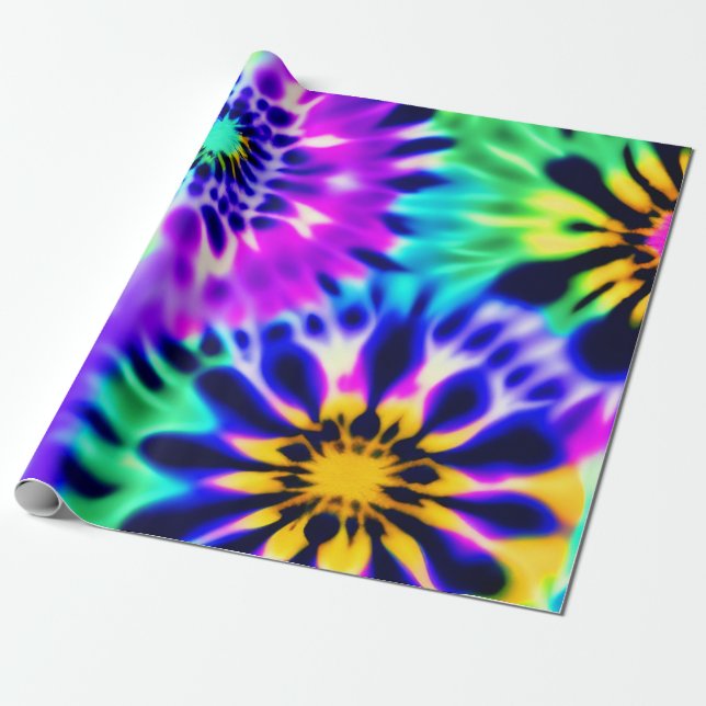 Papier Cadeau Tie Dye Swirling Motif Design (Déroulé)