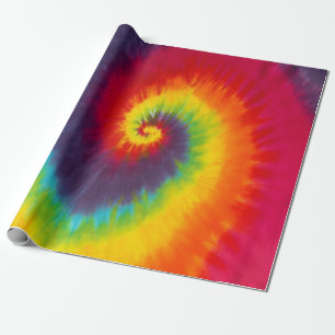 Papier Cadeau Tiedye arc-en-ciel tourbillon Groovy Coloré
