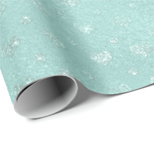 Papier Cadeau Tiffany Aqua Mint Bleu Brillant Coeurs de verre De