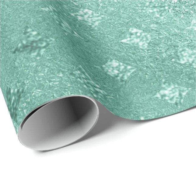 Papier Cadeau Tiffany Aqua Mint Vert verre brillant Coupe diaman (Coin rond)