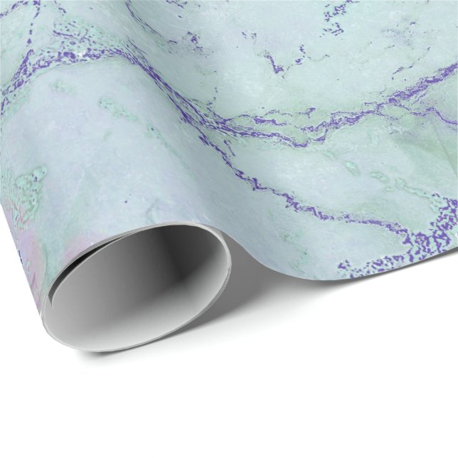 Papier Cadeau Tiffany rose Aqua Sapphire violet marbre Abstrait (Coin rond)